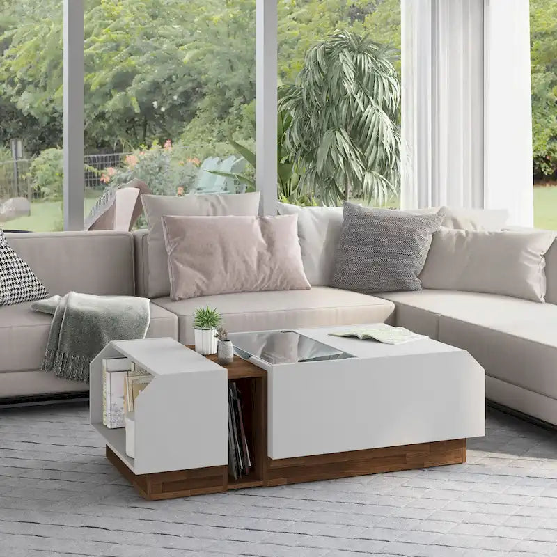 Podd Modern White 49-Inch 3-Shelf Coffee Table from Furniture of America 1