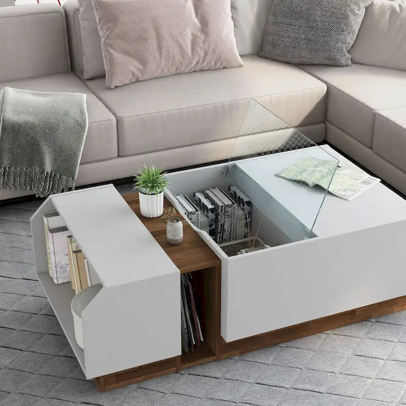Podd Modern White 49-Inch 3-Shelf Coffee Table from Furniture of America 3