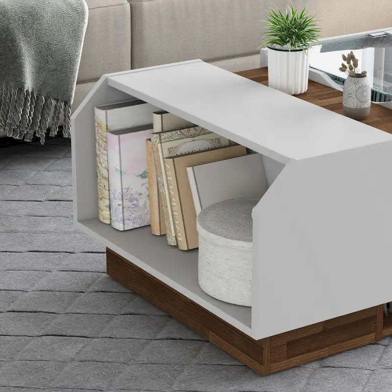 Podd Modern White 49-Inch 3-Shelf Coffee Table from Furniture of America 4