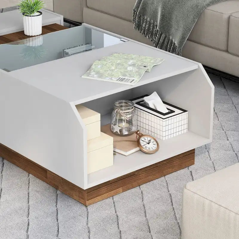 Podd Modern White 49-Inch 3-Shelf Coffee Table from Furniture of America 5