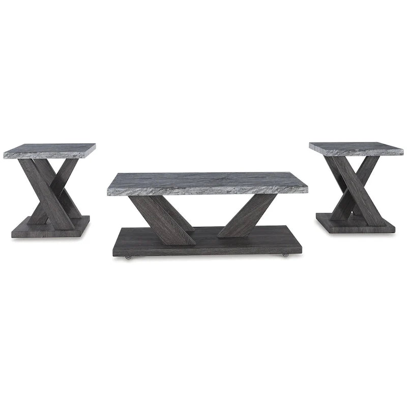 Signature Design by Ashley Bensonale Gray 3-Piece Table Set - Dimensions: 48W x 24D x 18H 3