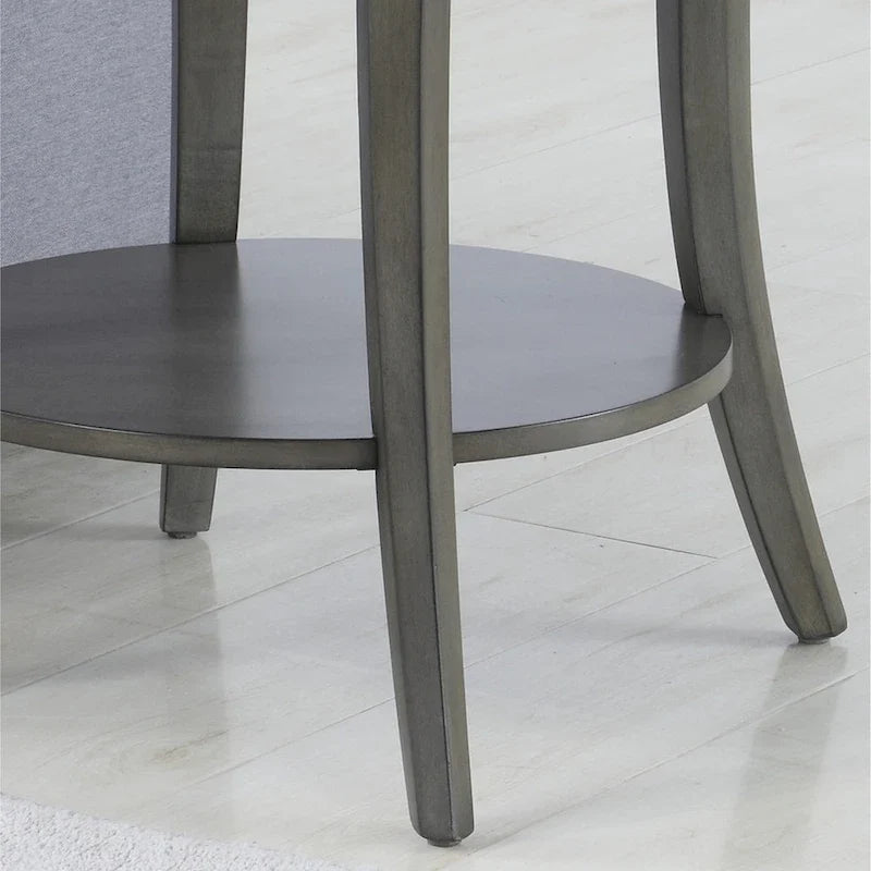 Roundhill Furniture Perth Modern Oval Shelf Side Table in Gray 3