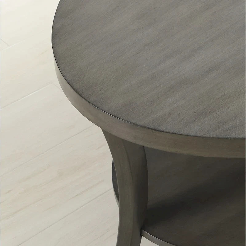 Roundhill Furniture Perth Modern Oval Shelf Side Table in Gray 4