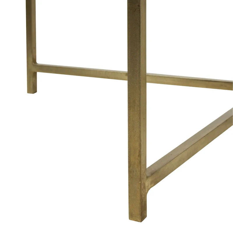 East at Main Eros Etched Floral Tray-Top Accent Table in Antique Brass Finish 8