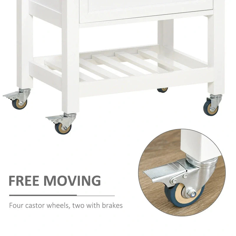 HOMCOM Rolling Kitchen Cart - Versatile Kitchen Island with Smooth Rubberwood Top and Narrow Butcher Block Surface on Wheels 5