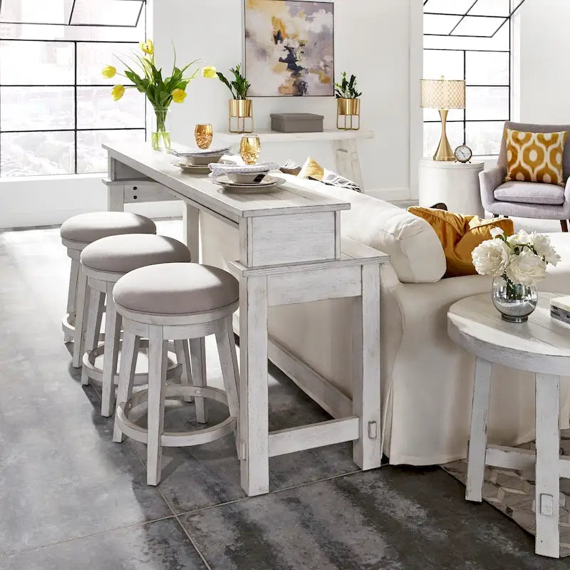 Distressed White 4-Piece Modern Farmhouse Flea Market Set 15