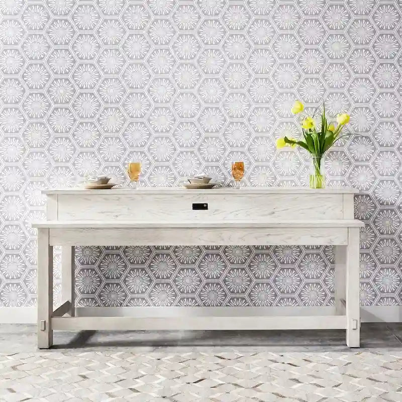 Distressed White 4-Piece Modern Farmhouse Flea Market Set 4