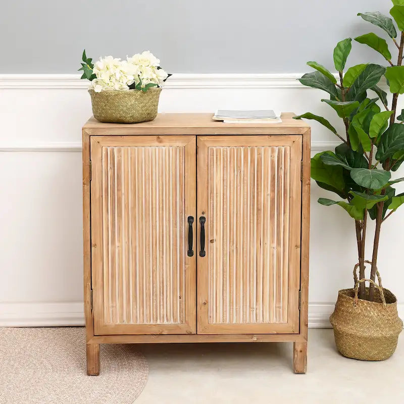 Farmhouse Style 2-Door Storage Cabinet with Shelves – Perfect for Living Room, Kitchen, or Entryway 1