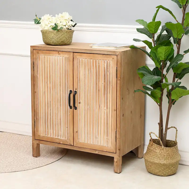 Farmhouse Style 2-Door Storage Cabinet with Shelves – Perfect for Living Room, Kitchen, or Entryway 2