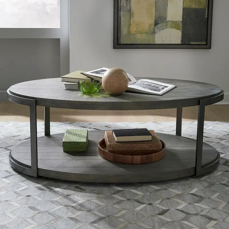 Contemporary Gauntlet Gray Oval Coffee Table 1