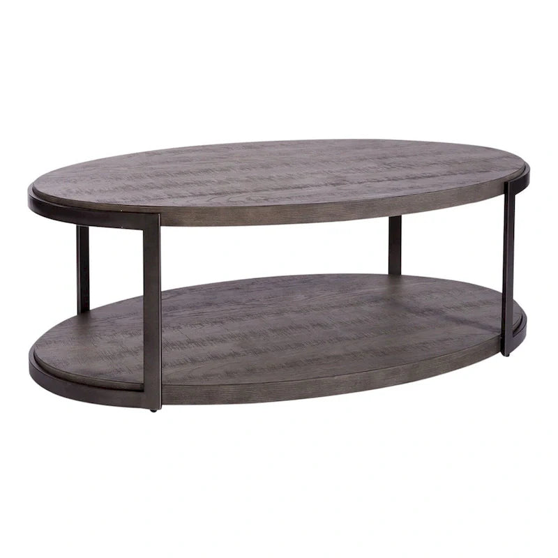 Contemporary Gauntlet Gray Oval Coffee Table 2