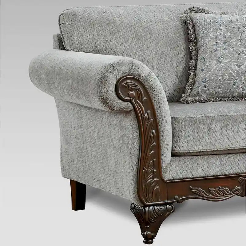 Roundhill Furniture Hernen Carved Wooden Frame Loveseat 4