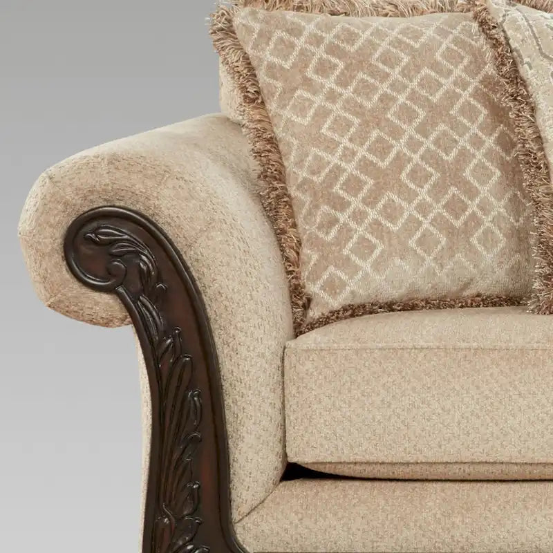 Roundhill Furniture Hernen Carved Wooden Frame Loveseat 10