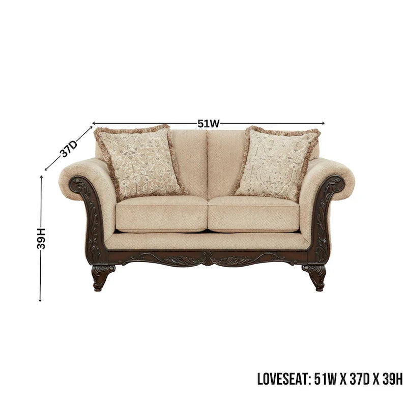Roundhill Furniture Hernen Carved Wooden Frame Loveseat 12