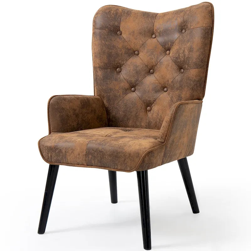 AVAWING Tufted Wingback Accent Chair with Arms - Rustic Design 2