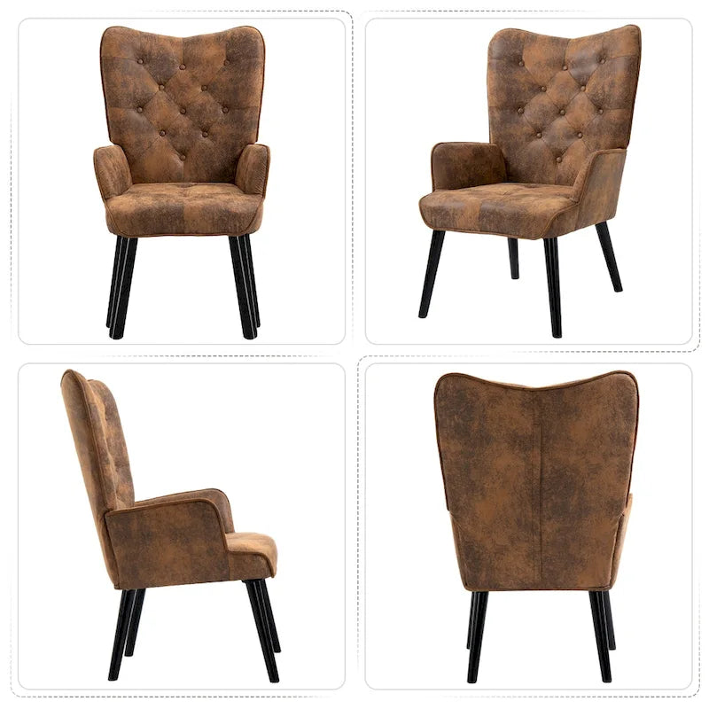 AVAWING Tufted Wingback Accent Chair with Arms - Rustic Design 3