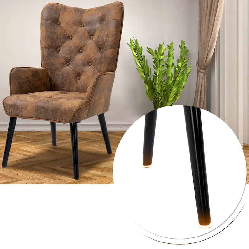 AVAWING Tufted Wingback Accent Chair with Arms - Rustic Design 4