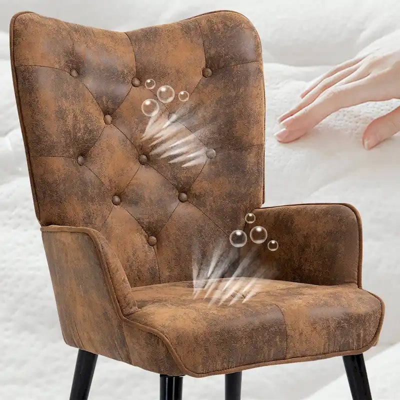 AVAWING Tufted Wingback Accent Chair with Arms - Rustic Design 5