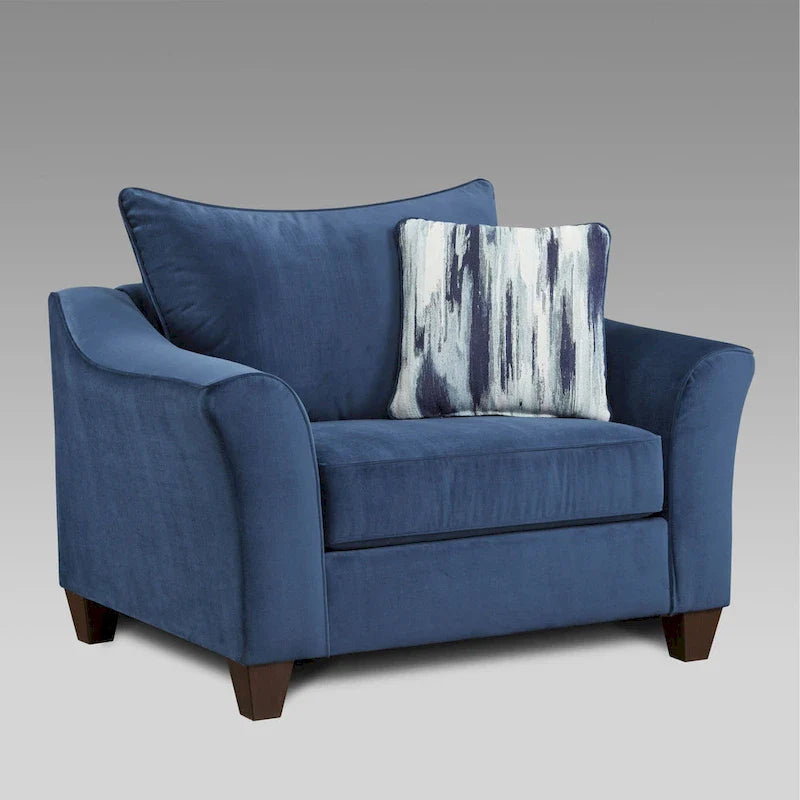 4 Piece Living Room Sofa Set with Ottoman and Upholstered Cushions 4