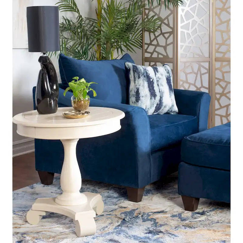 Roundhill Furniture Camero Navy Blue Fabric Pillowback 4-Piece Sofa Set 7