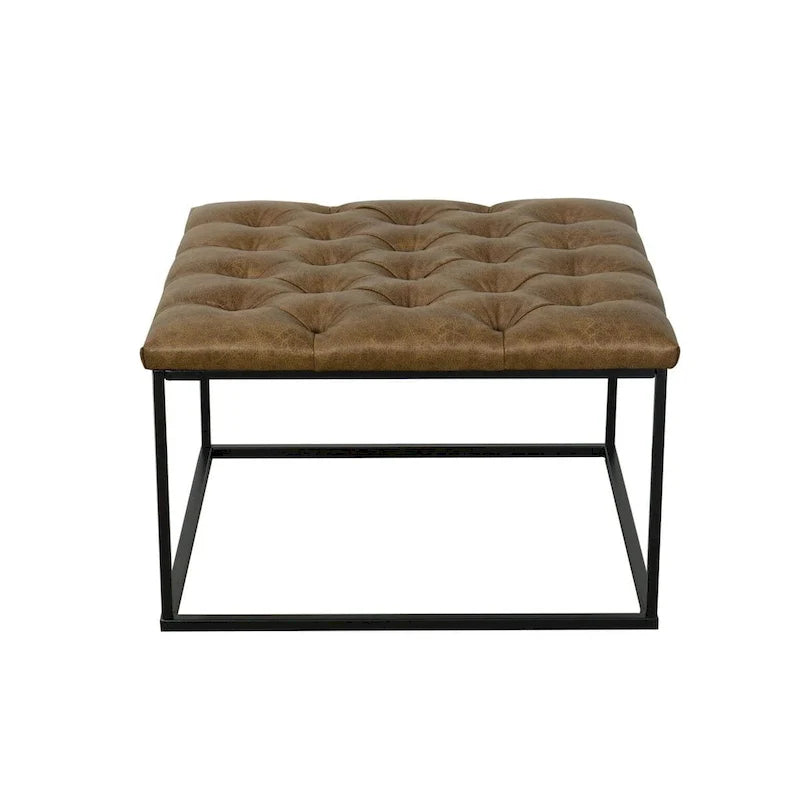 HomePop Draper Square Upholstered Cocktail Ottoman with Button-Tufted Top 9