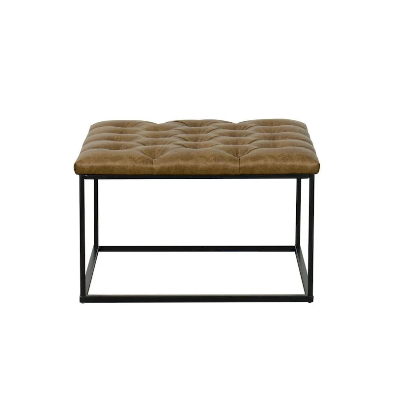 HomePop Draper Square Upholstered Cocktail Ottoman with Button-Tufted Top 2