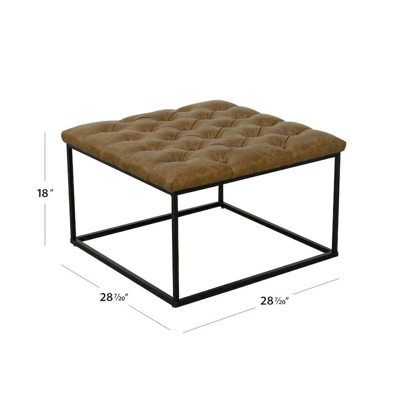 HomePop Draper Square Upholstered Cocktail Ottoman with Button-Tufted Top 6