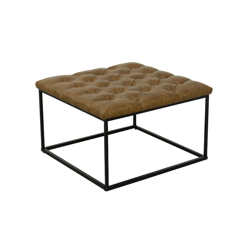 HomePop Draper Square Upholstered Cocktail Ottoman with Button-Tufted Top 7