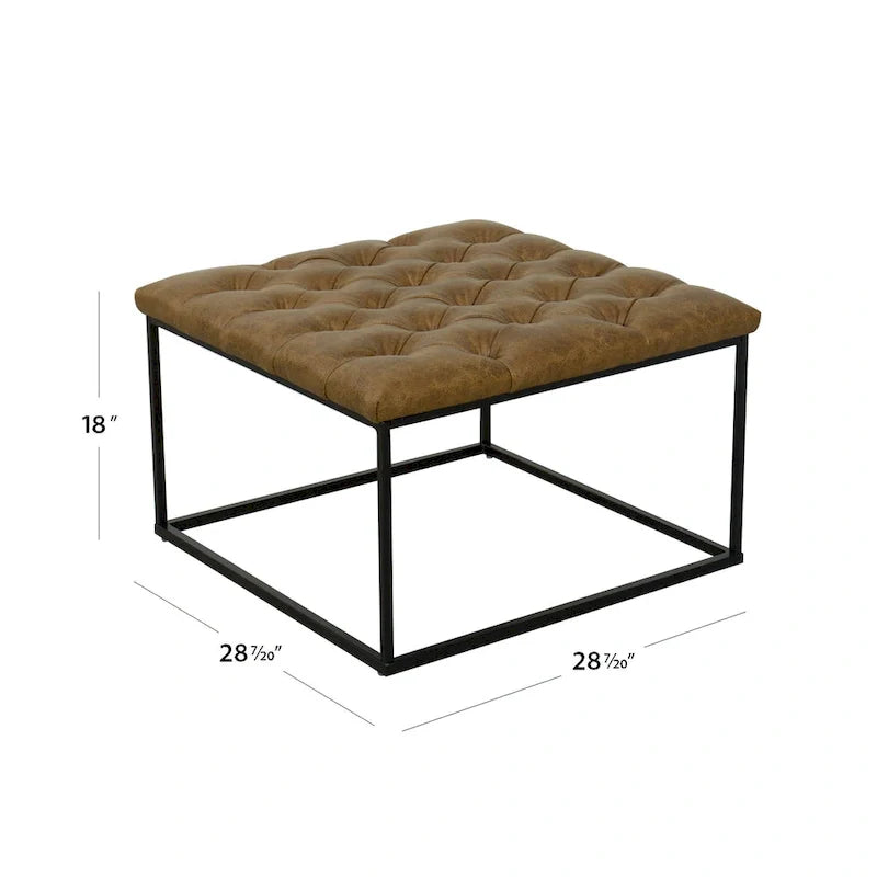 HomePop Draper Square Upholstered Cocktail Ottoman with Button-Tufted Top 8