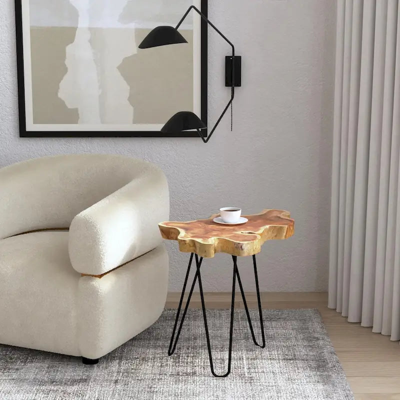 East at Main Live-Edge Teak Wood Table with Iron Legs 1