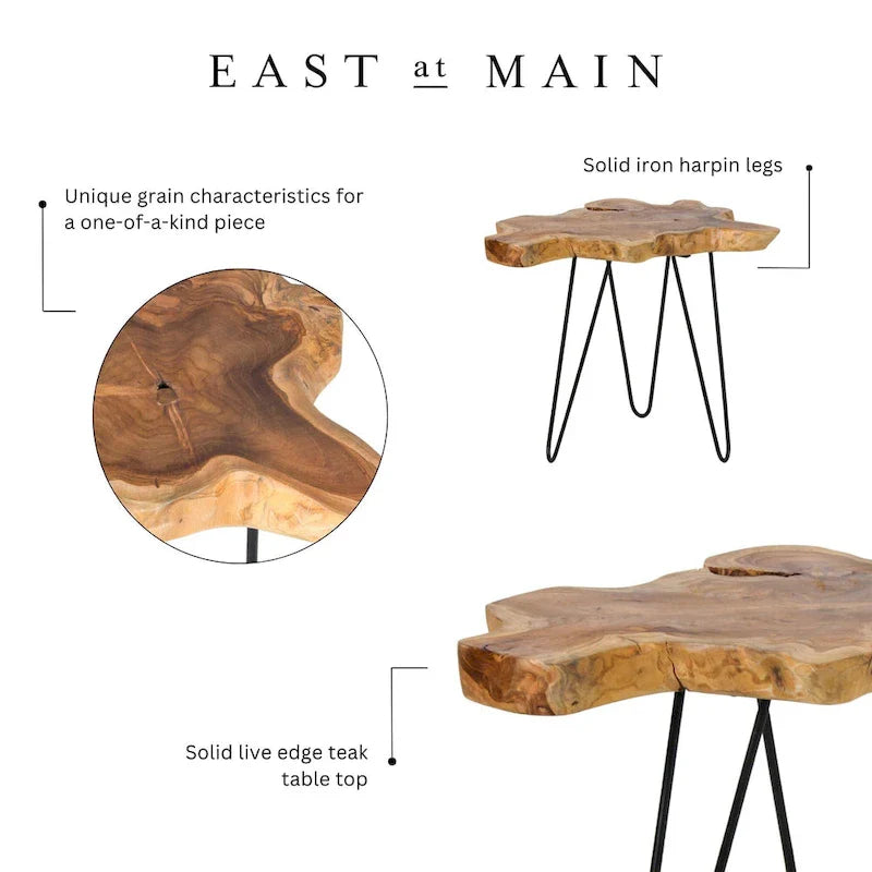 East at Main Live-Edge Teak Wood Table with Iron Legs 2