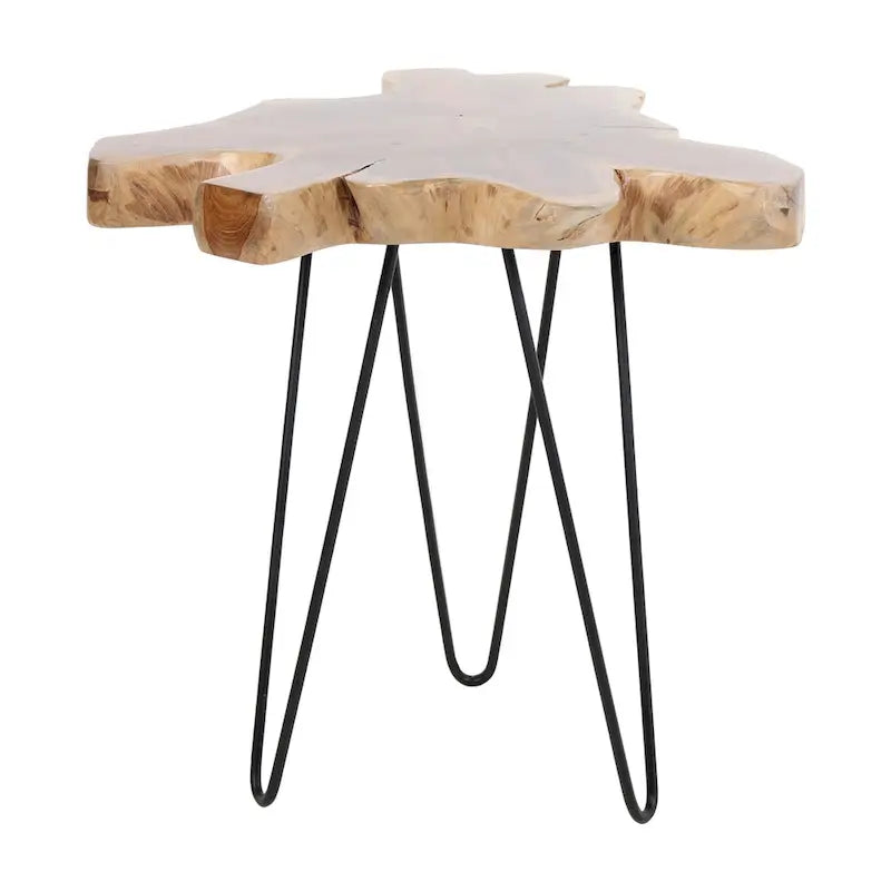 East at Main Live-Edge Teak Wood Table with Iron Legs 5
