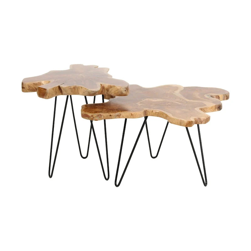 East at Main Live-Edge Teak Wood Table with Iron Legs 9