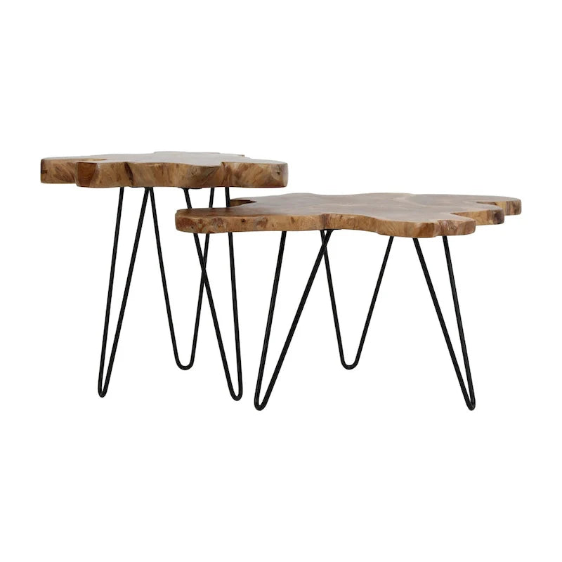 East at Main Live-Edge Teak Wood Table with Iron Legs 10