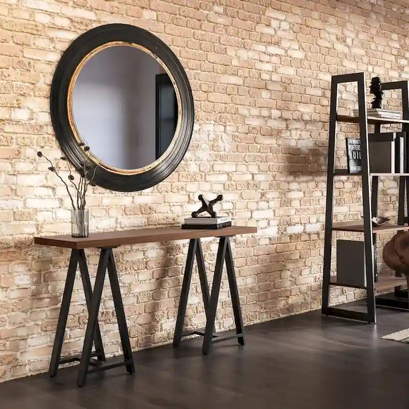 Hawkins 50-Inch Wide Modern Industrial Console Sofa Table in Solid Walnut Wood and Metal 1