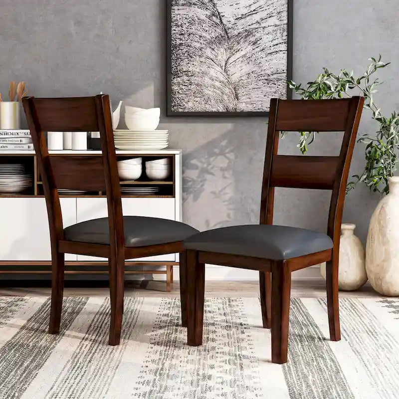 Set of 2 Paur Farmhouse Brown Wooden Dining Chairs by Furniture of America 1