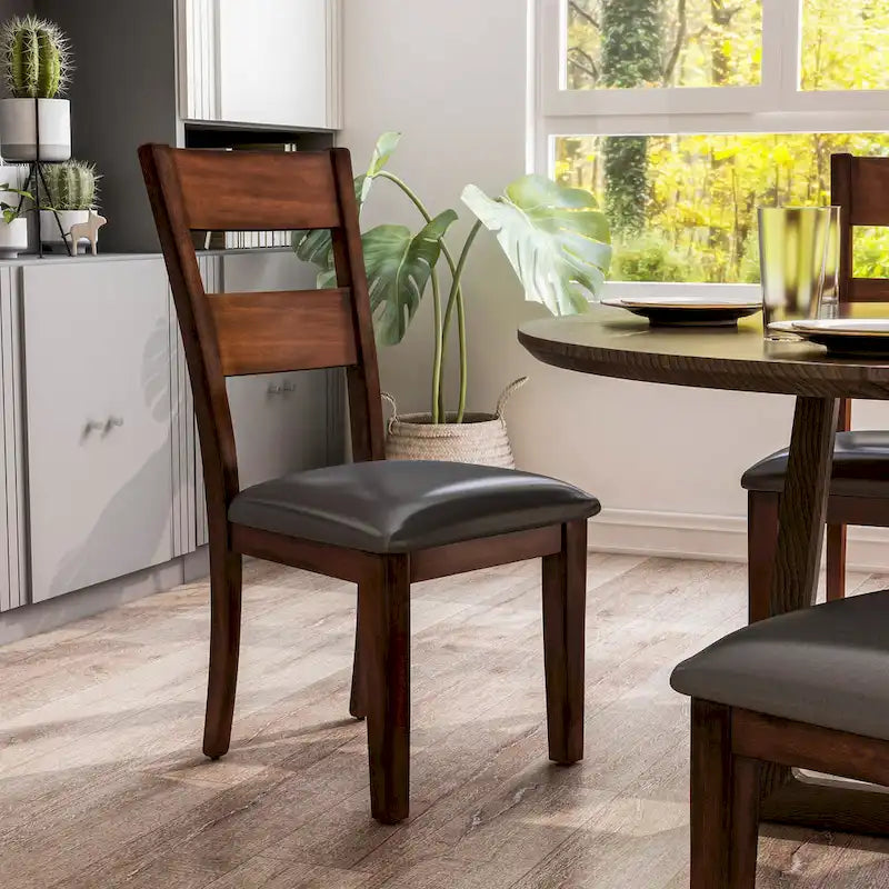 Set of 2 Paur Farmhouse Brown Wooden Dining Chairs by Furniture of America 2