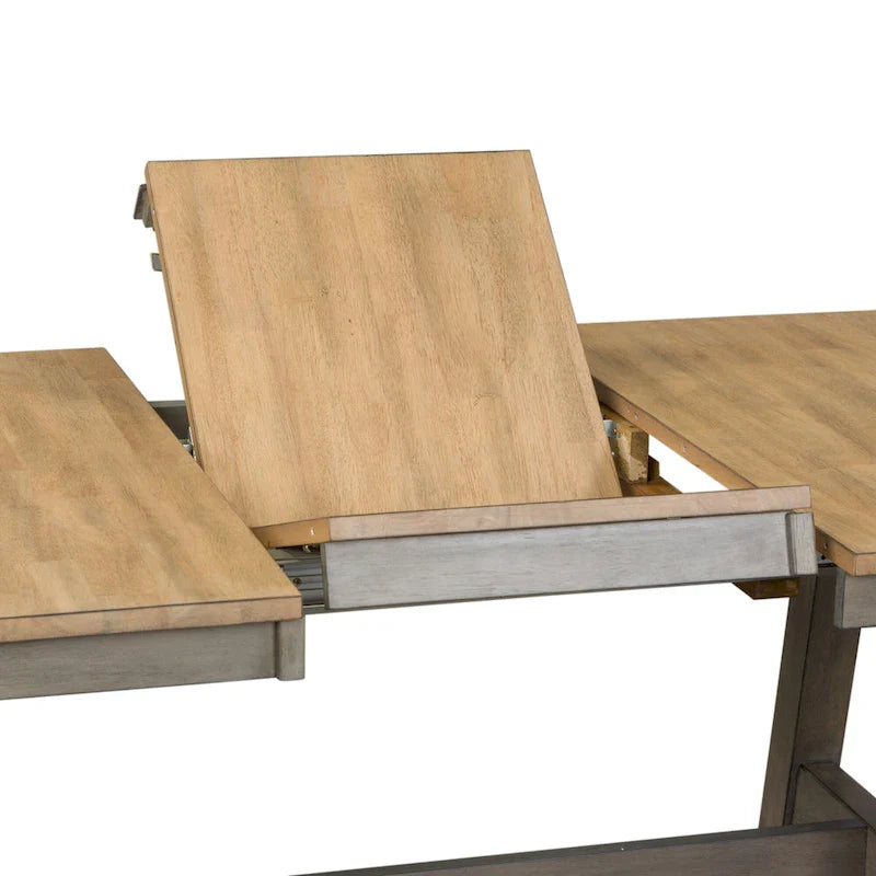 Lindsey Farm 7-Piece Trestle Table Set in Gray and Sandstone 6