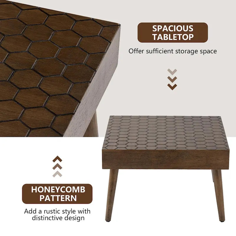 Cozy Rustic Solid Wood Square Coffee Table for Living Room - 24" W x 24" L x 15.3" H 4
