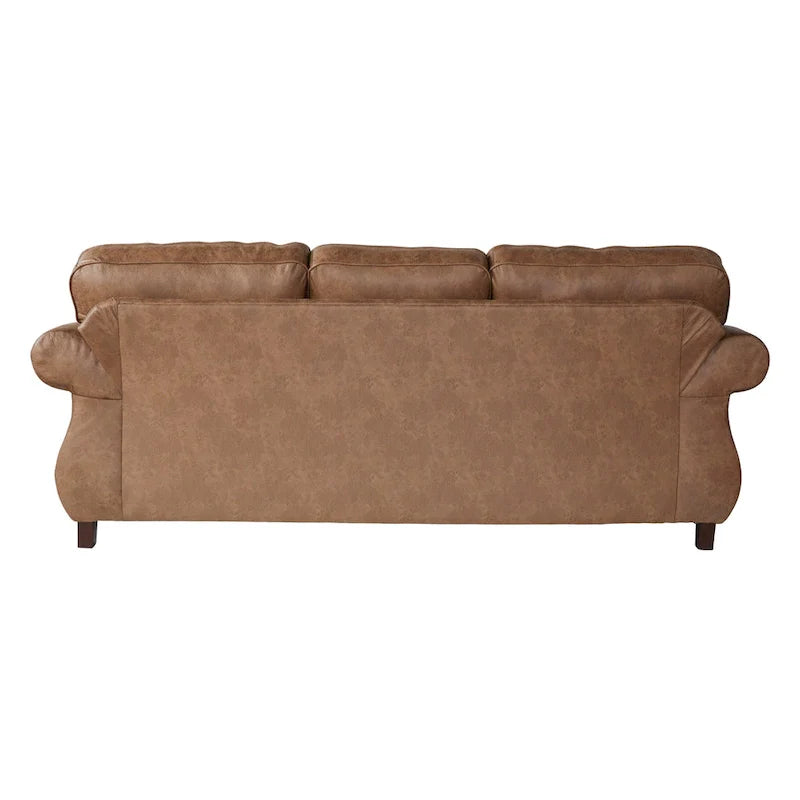 Roundhill Furniture Leinster Brown Fabric Sofa and Loveseat with Nailhead Trim 4