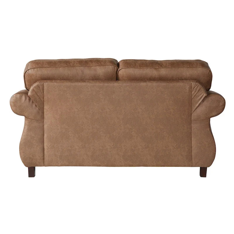 Roundhill Furniture Leinster Brown Fabric Sofa and Loveseat with Nailhead Trim 6