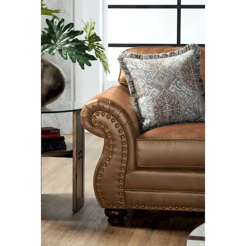 2 Piece Sofa and Loveseat Set with Nailhead Trim and Rolled Arms 7