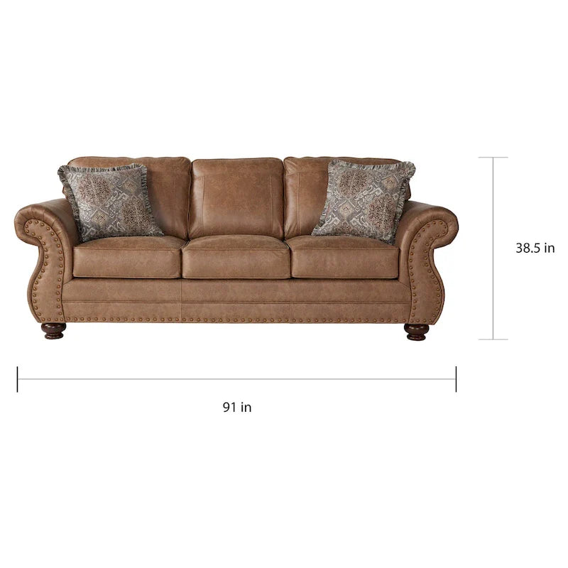 2 Piece Sofa and Loveseat Set with Nailhead Trim and Rolled Arms 10