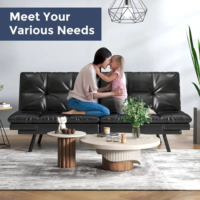 Convertible Futon Sofa Bed with Memory Foam - Foldable Loveseat Sleeper Daybed with Adjustable Armrests for Compact Spaces 5