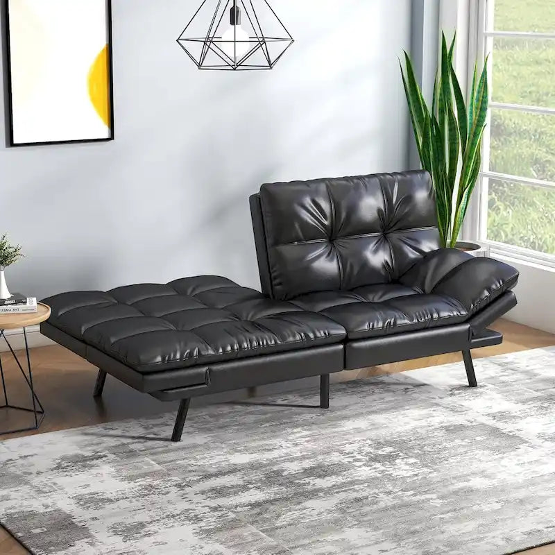 Convertible Futon Sofa Bed with Memory Foam - Foldable Loveseat Sleeper Daybed with Adjustable Armrests for Compact Spaces 7