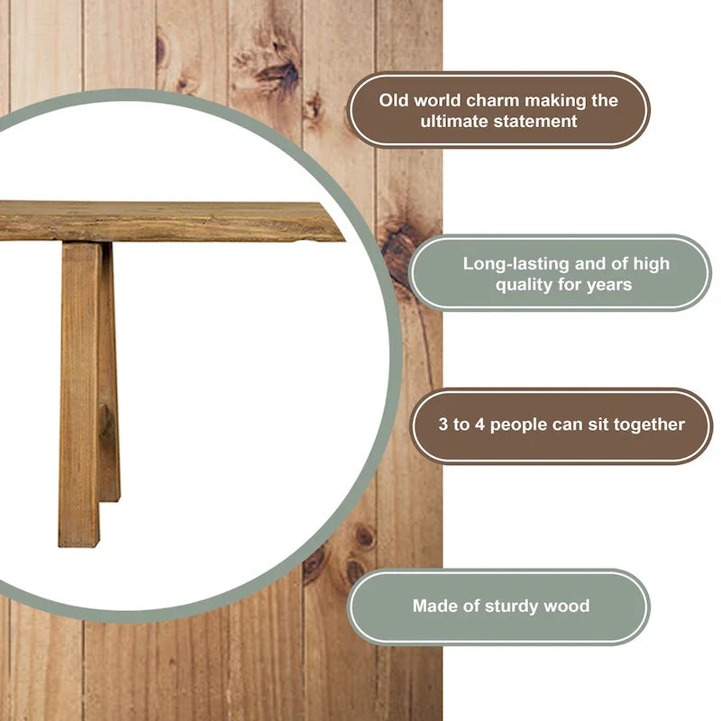 Artissance 43L Natural Wood Small Noodle Bench for Indoor and Outdoor Use - Perfect for Entryways, Hallways, and Patios 3