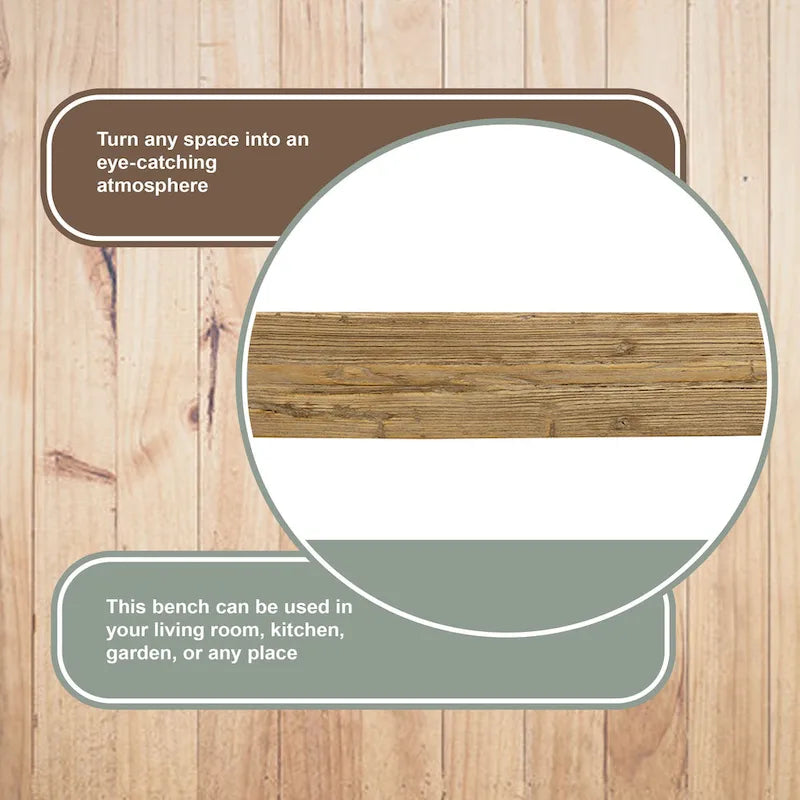 Artissance 43L Natural Wood Small Noodle Bench for Indoor and Outdoor Use - Perfect for Entryways, Hallways, and Patios 5