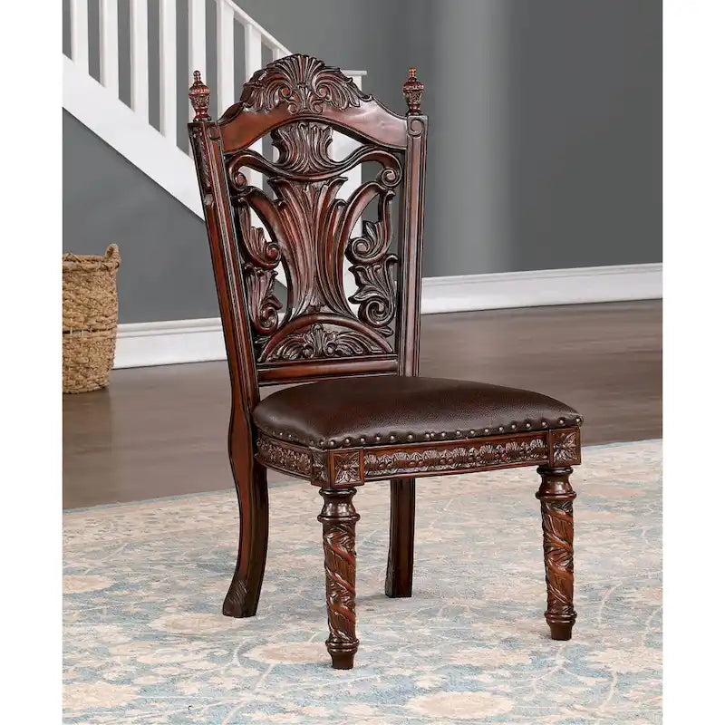 Abeena Set of 2 Traditional Cherry Solid Wood Side Chairs by Furniture of America 1