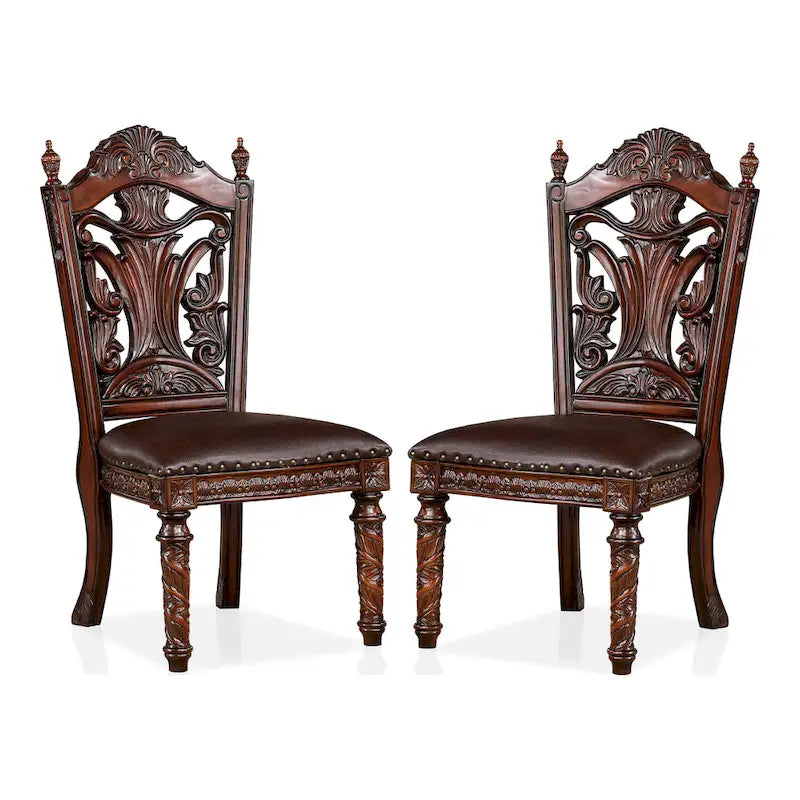 Abeena Set of 2 Traditional Cherry Solid Wood Side Chairs by Furniture of America 3