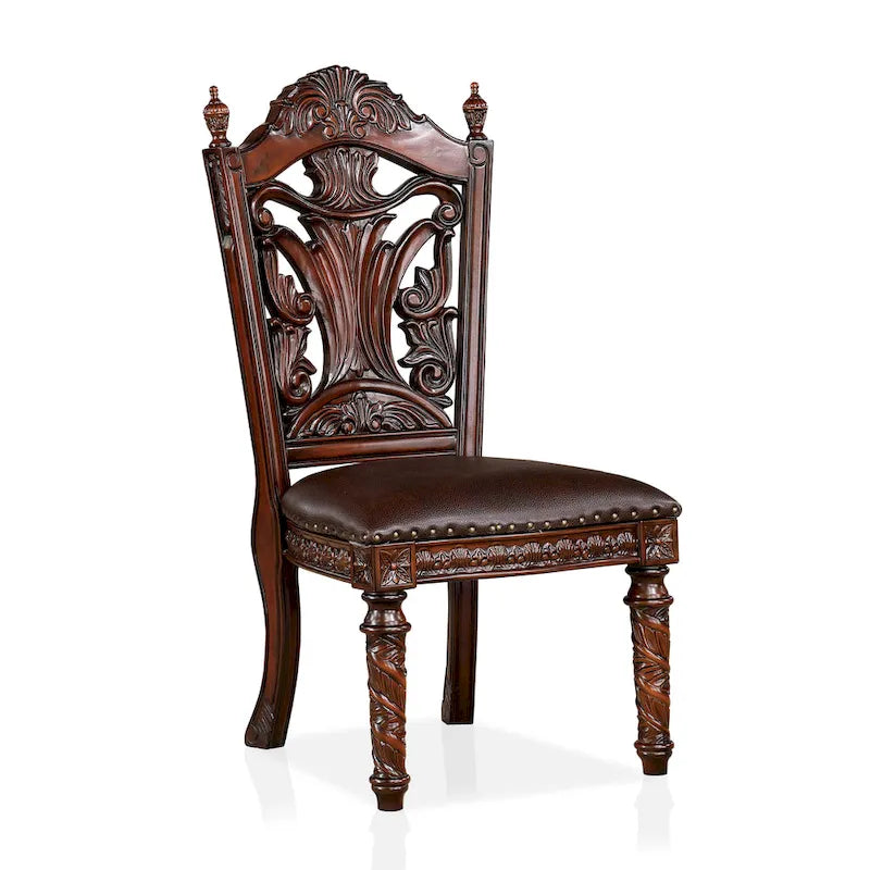 Abeena Set of 2 Traditional Cherry Solid Wood Side Chairs by Furniture of America 4